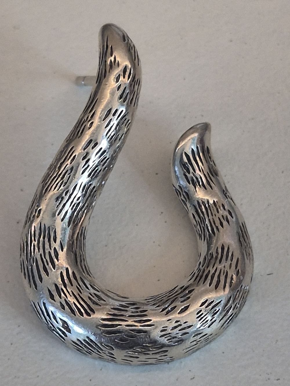 John Hardy JAI Sterling  Silver Textured J Hoop Stud ER.
